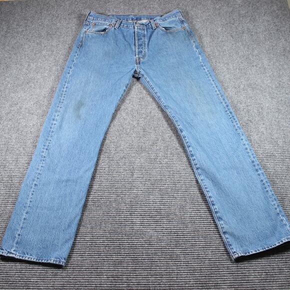 Levis Jeans Mens 35x34 Blue Straight Leg Classic 100 Cotton - Picture 2 of 11